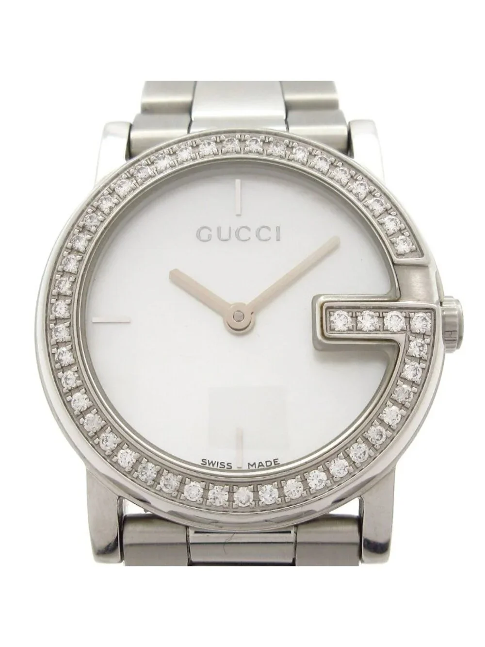 Gucci Watch G Diamond Bezel White Shell